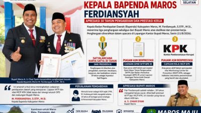 Kepala Bapenda Maros Ferdiansyah Raih Tiga Penghargaan