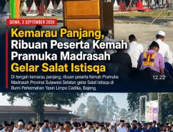 Kemarau Panjang, Ribuan Peserta Kemah Pramuka Madrasah Propinsi Sulsel Gelar Shalat Istisqa di Cadika